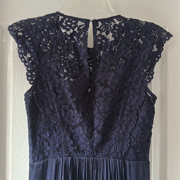 Navy Blue Lace & Satin Dress - Picture 4 of 4